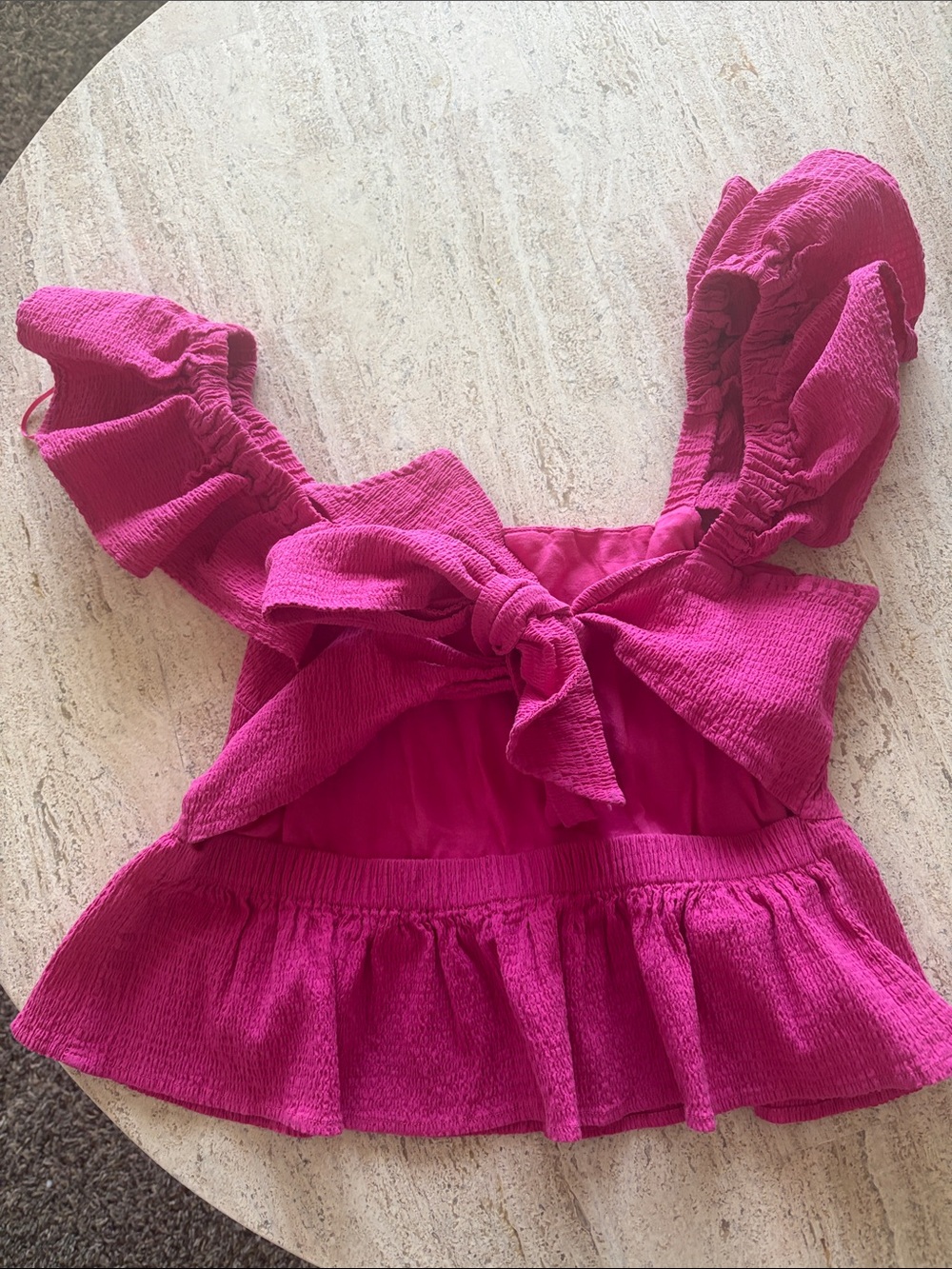 miami Fuchsia Ruffle Tie-Front Peplum Top